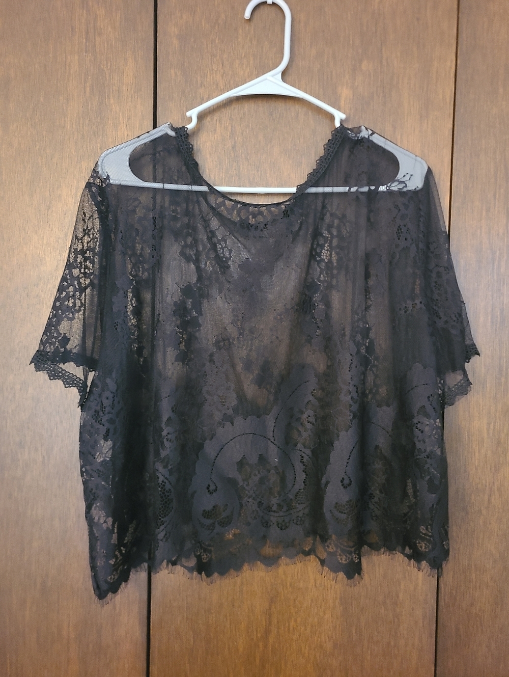 Black Floral Cropped Mesh Top